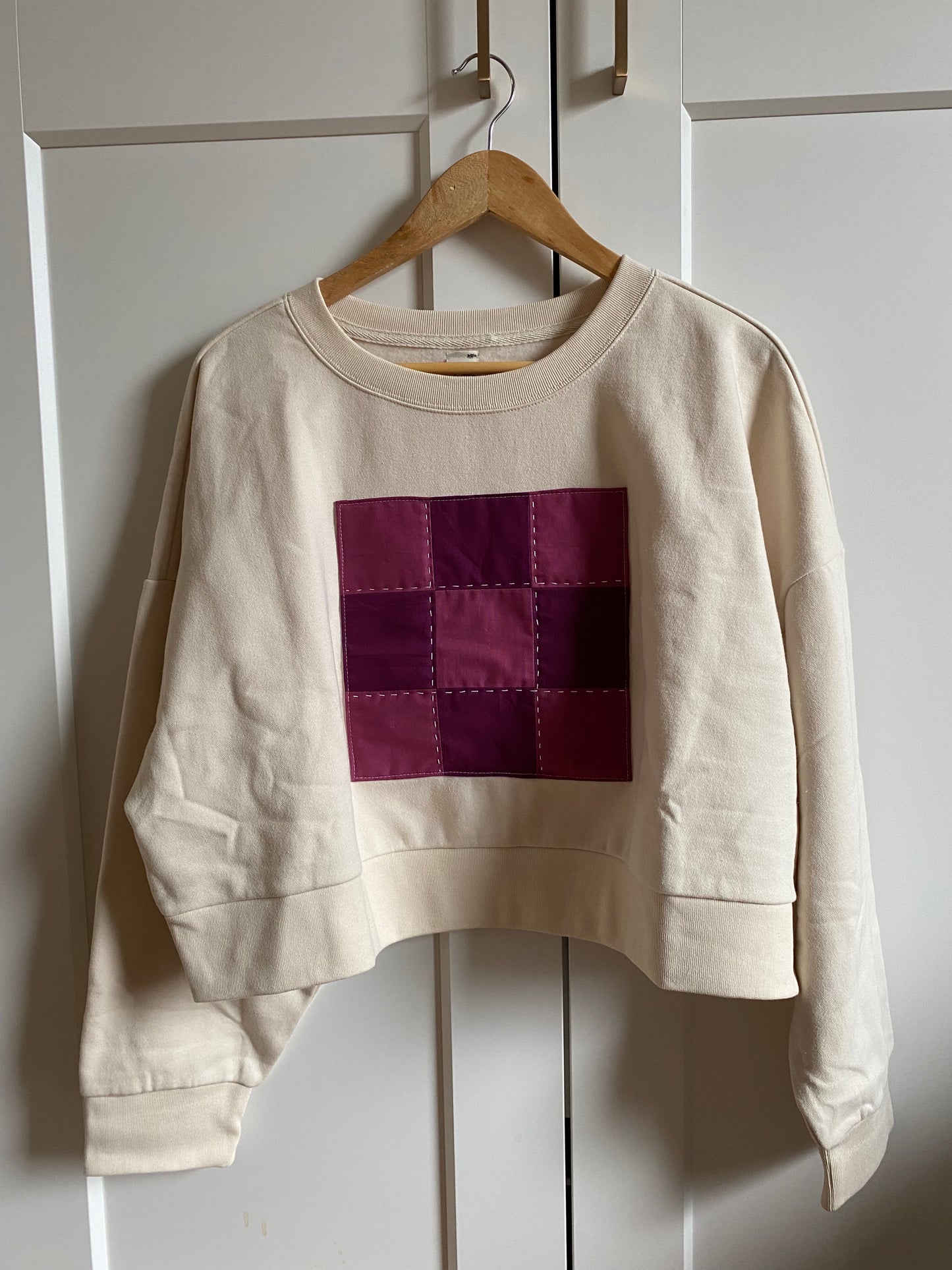 Purple Check / Cropped Sweatshirt