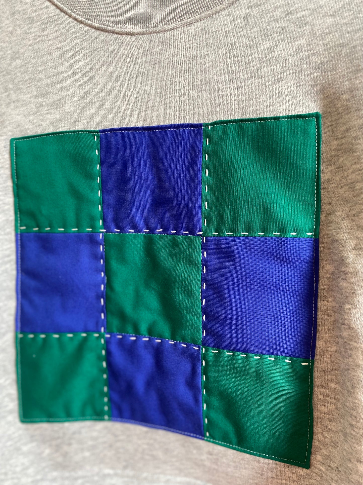 Green & Blue Check / Cropped Sweatshirt