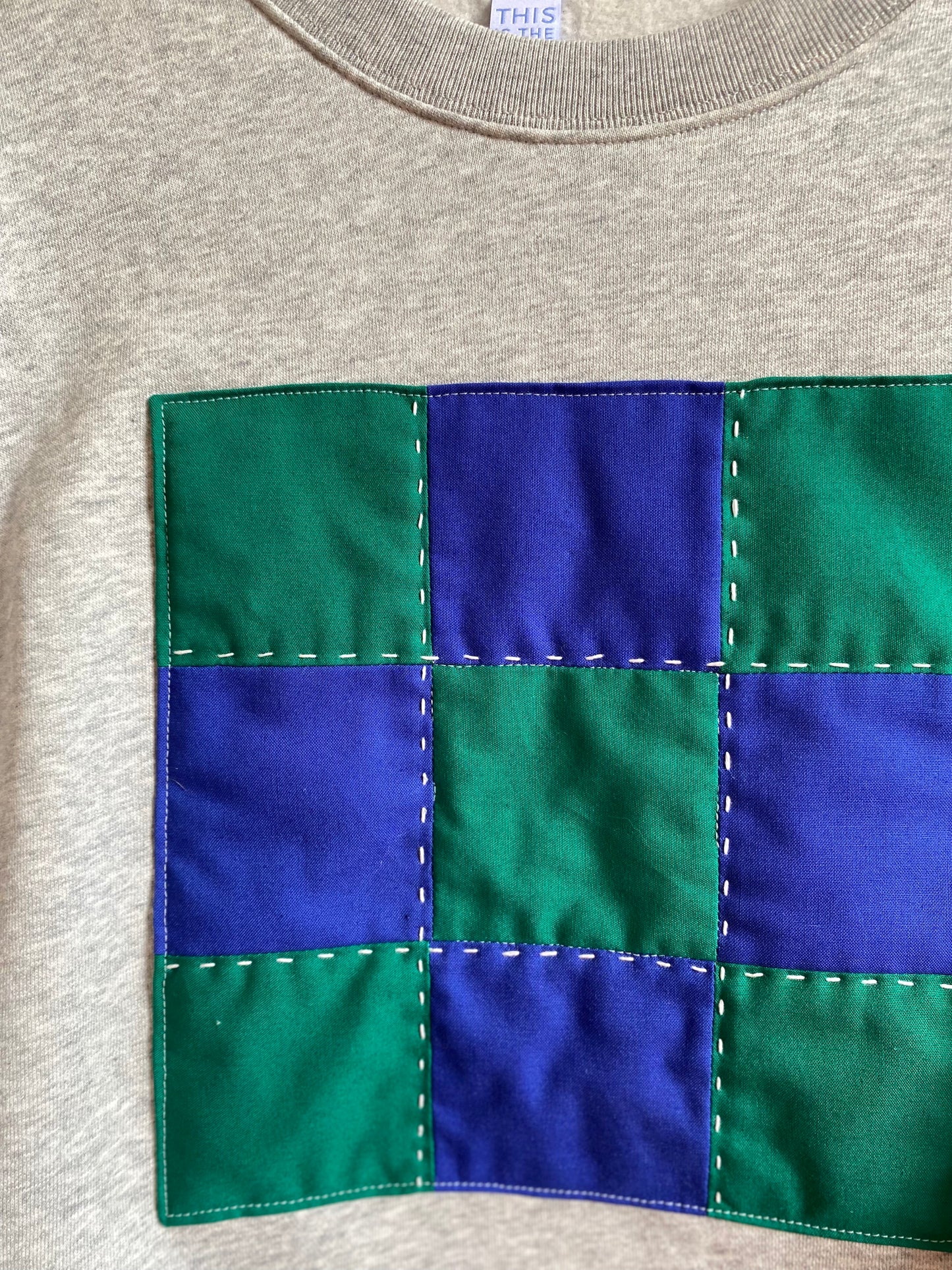 Green & Blue Check / Cropped Sweatshirt
