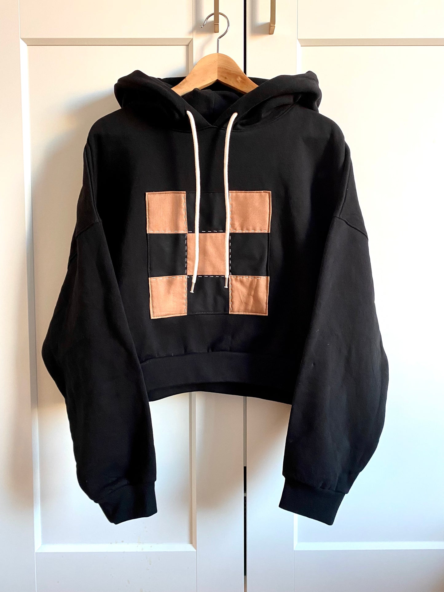Brown & Black Check / Cropped Hoodie