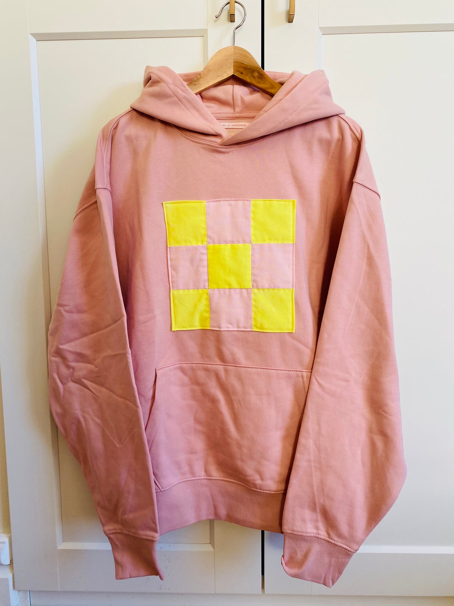 Pink & Neon Yellow Check / Hoodie