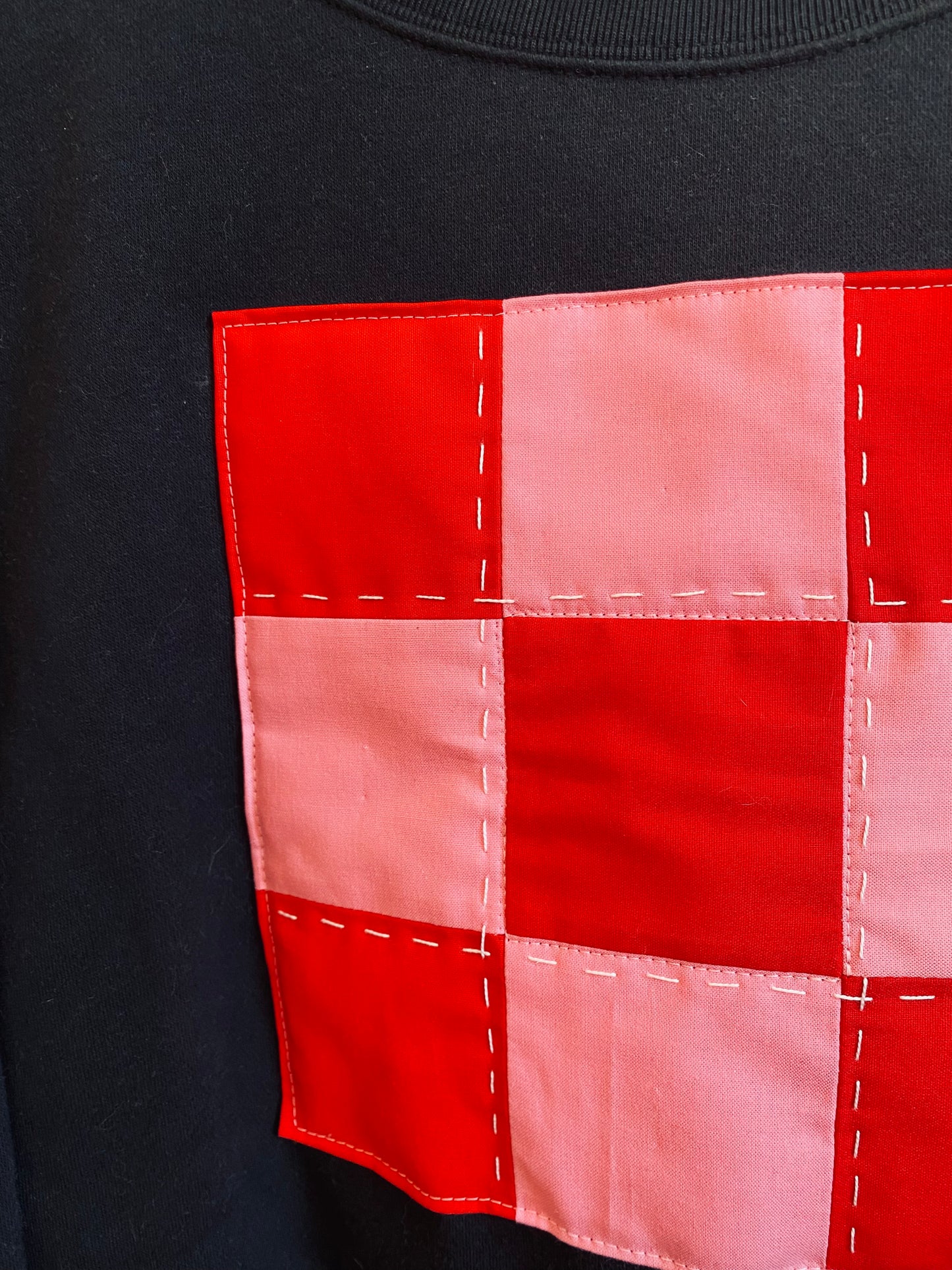 Red & Pink Check / Cropped Sweatshirt